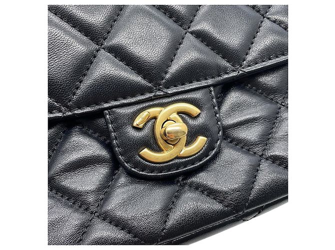 Borsa a tracolla Chanel in agnello nero - vista 11