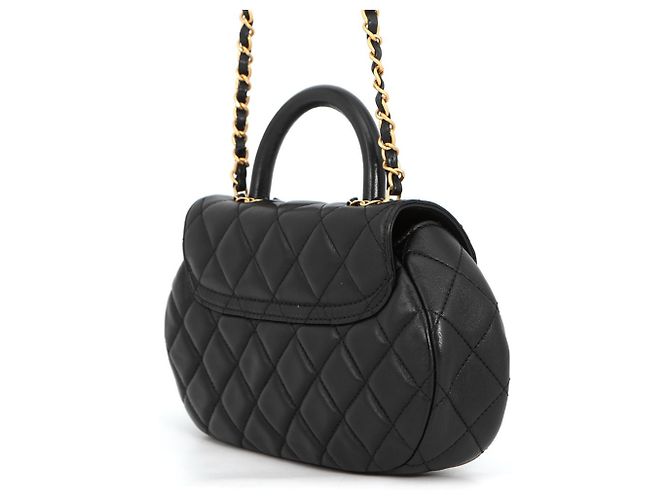 Borsa a tracolla Chanel in agnello nero - vista 2