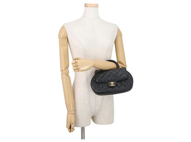 Borsa a tracolla Chanel in agnello nero - vista 4