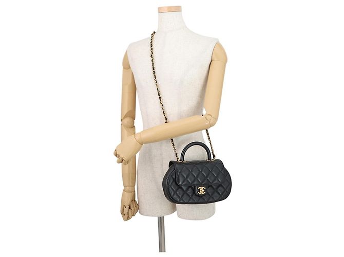 Borsa a tracolla Chanel in agnello nero - vista 5