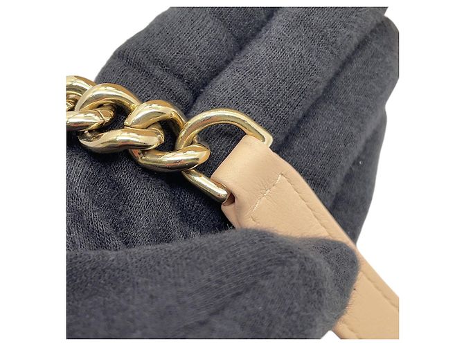 Borsa a tracolla con catena in pelle beige Chanel - vista 14
