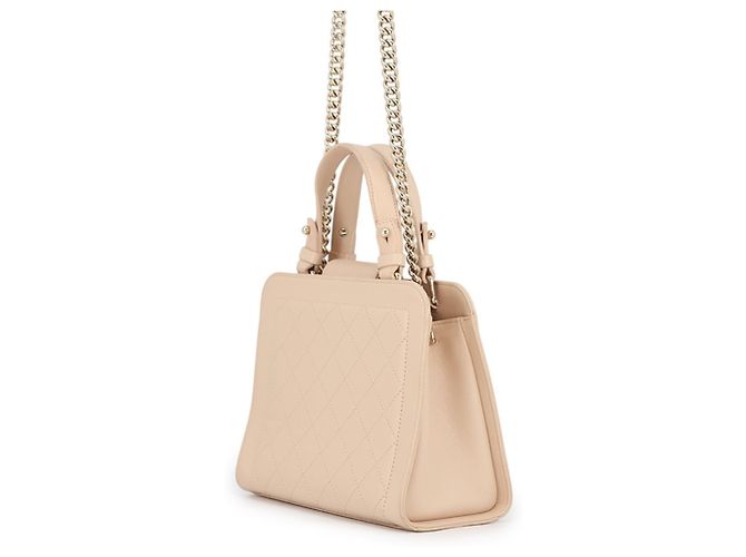 Borsa a tracolla con catena in pelle beige Chanel - vista 2