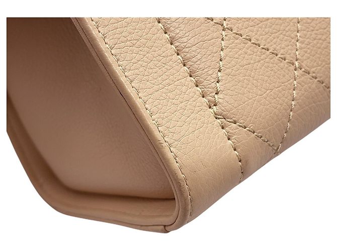 Borsa a tracolla con catena in pelle beige Chanel - vista 8