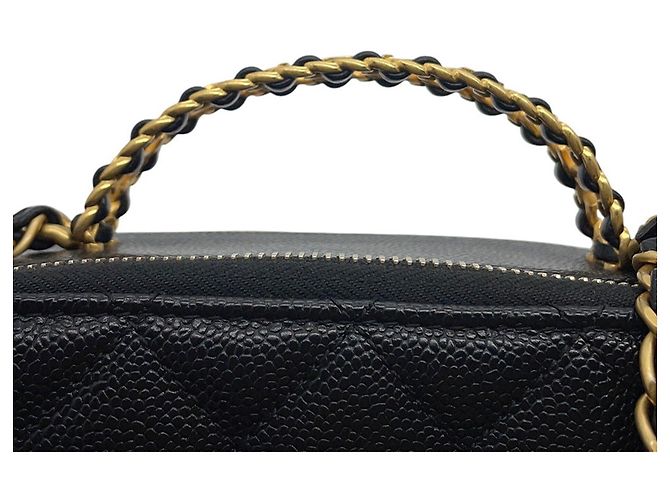 Borsa a tracolla Chanel in pelle di vitello martellata nera Nero - vista 13
