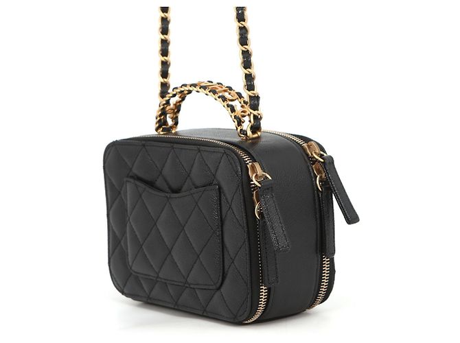 Borsa a tracolla Chanel in pelle di vitello martellata nera Nero - vista 2