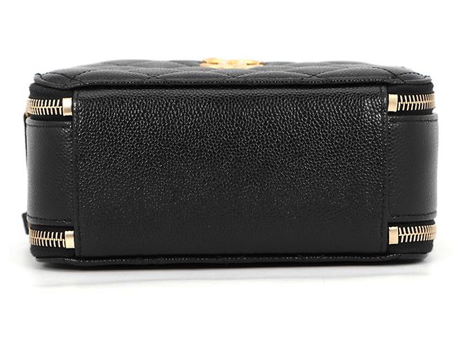 Borsa a tracolla Chanel in pelle di vitello martellata nera Nero - vista 3