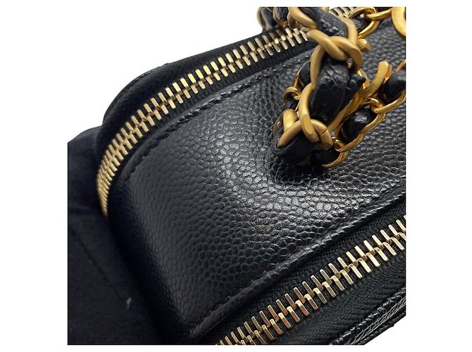 Borsa a tracolla Chanel in pelle di vitello martellata nera Nero - vista 8