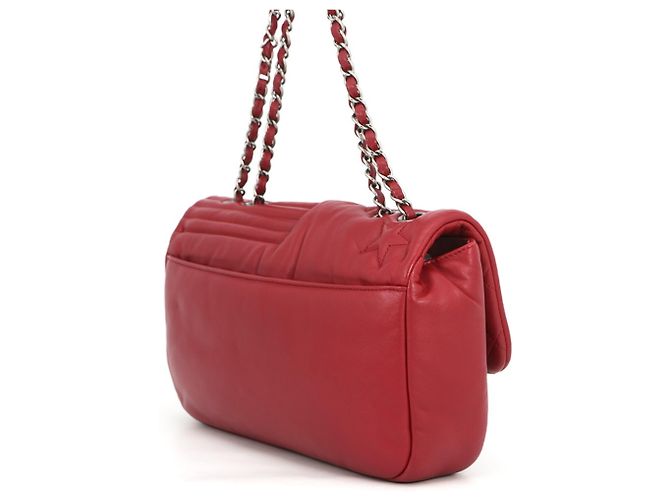Borsa a tracolla Chanel in agnello rosso - vista 2
