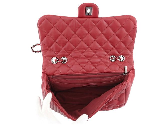 Borsa a tracolla Chanel in agnello rosso - vista 6