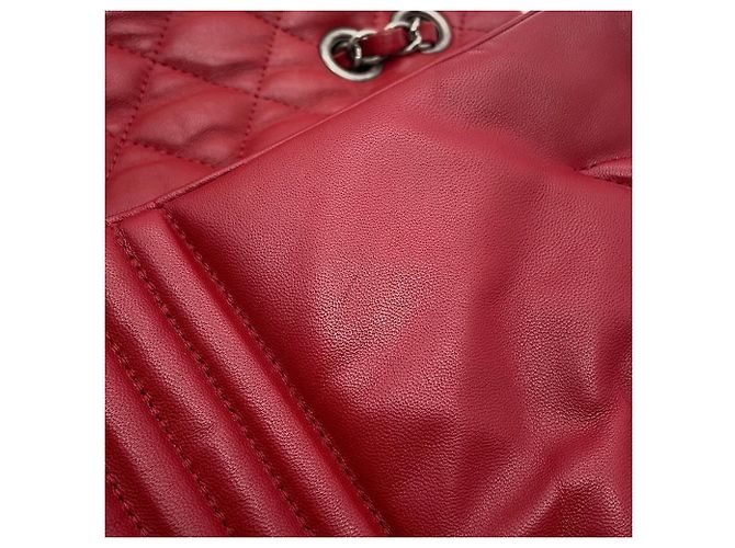 Borsa a tracolla Chanel in agnello rosso - vista 9