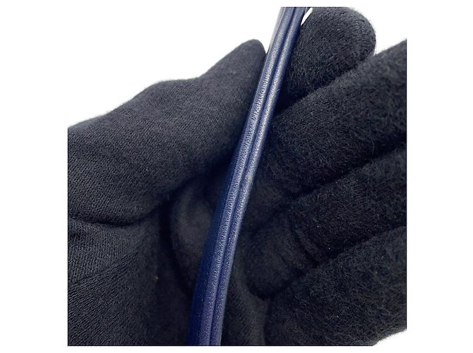 Borsa a tracolla con catena Chanel in pelle blu navy - vista 14