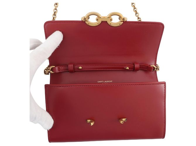 Portafoglio a tracolla con catena Yves Saint Laurent Rosso - vista 5