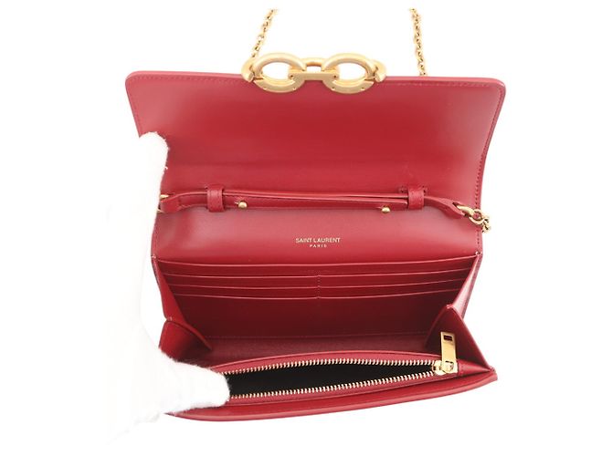 Portafoglio a tracolla con catena Yves Saint Laurent Rosso - vista 6