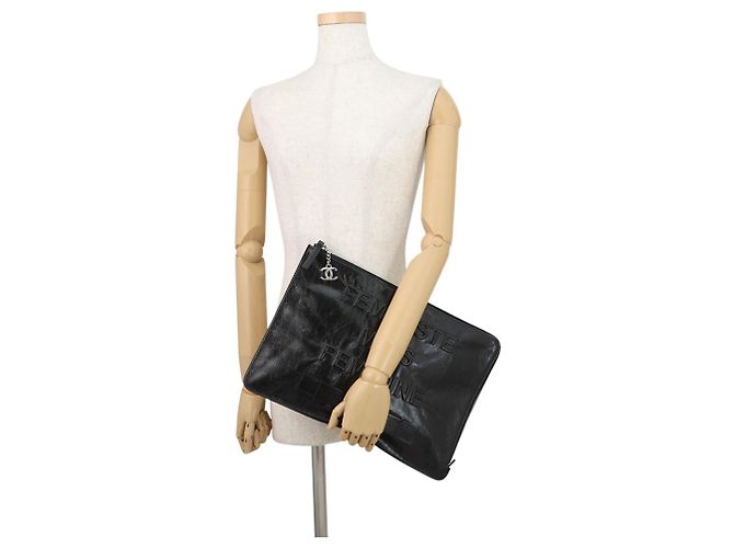 Clutch Chanel in pelle nera Nero - vista 4