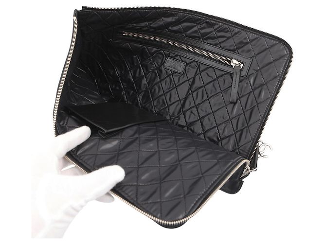 Clutch Chanel in pelle nera Nero - vista 5