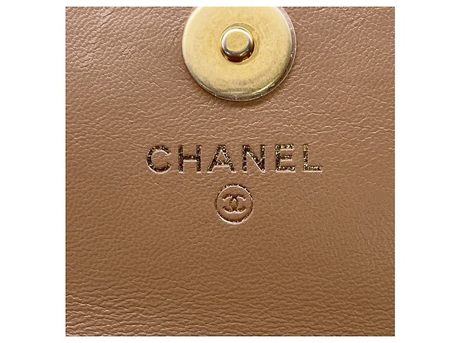 Pochette per telefono con catena Chanel Matelassé Coco Mark in agnello AP3047 Beige - vista 12