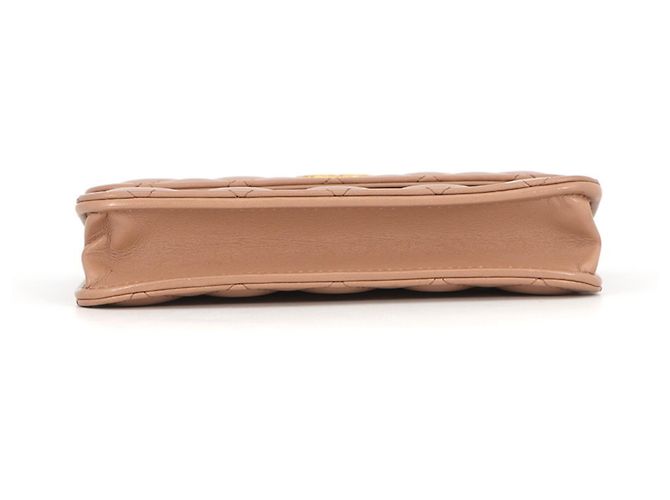 Pochette per telefono con catena Chanel Matelassé Coco Mark in agnello AP3047 Beige - vista 3