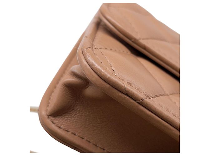 Pochette per telefono con catena Chanel Matelassé Coco Mark in agnello AP3047 Beige - vista 7