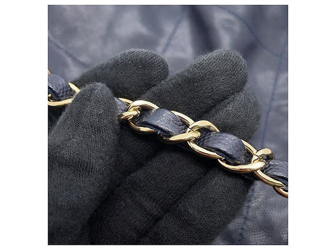 Zaino Chanel in pelle di vitello martellata blu navy - vista 12