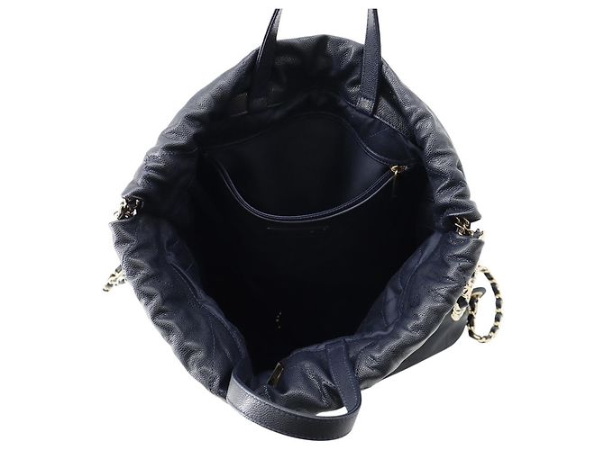 Zaino Chanel in pelle di vitello martellata blu navy - vista 5