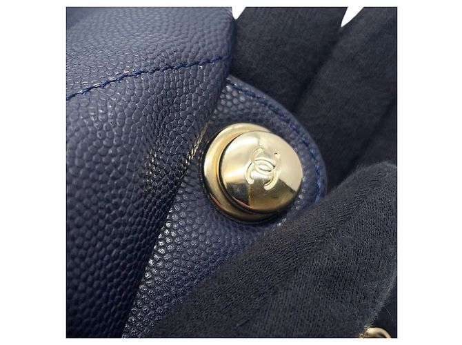 Zaino Chanel in pelle di vitello martellata blu navy - vista 8
