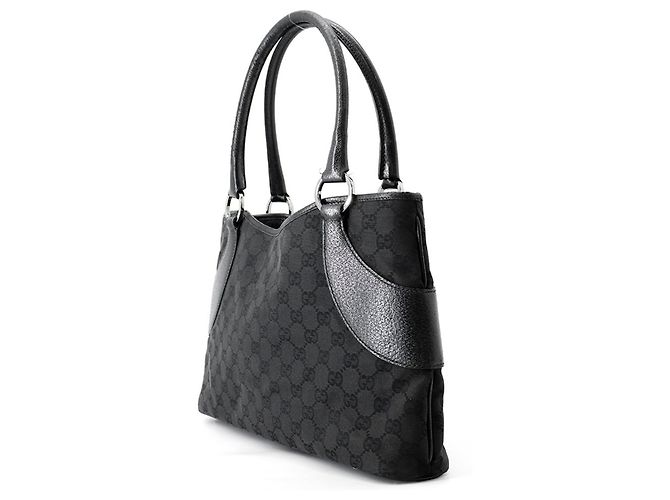 Borsa tote Gucci nera in tela GG e pelle Nero - vista 2
