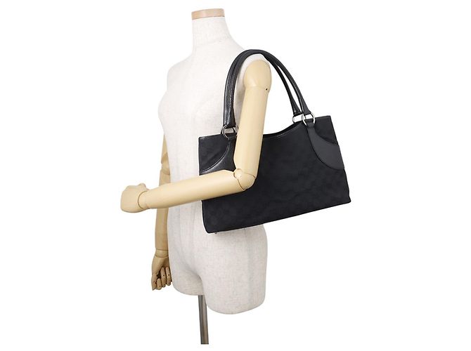 Borsa tote Gucci nera in tela GG e pelle Nero - vista 4