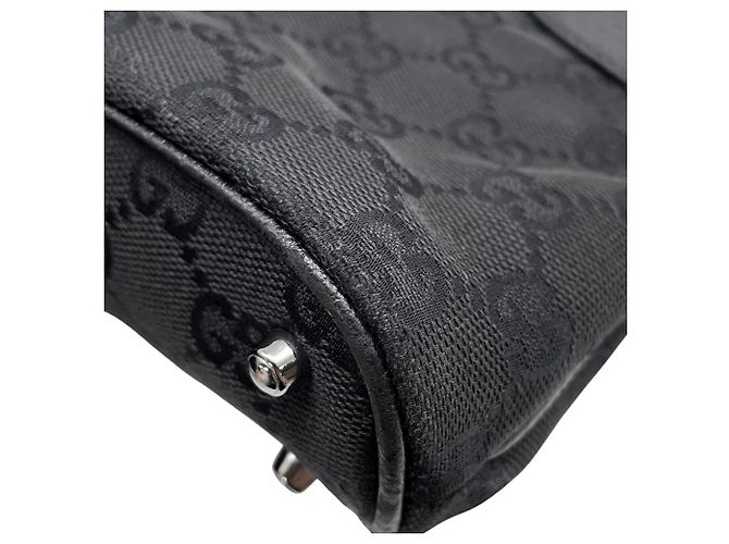 Borsa tote Gucci nera in tela GG e pelle Nero - vista 7