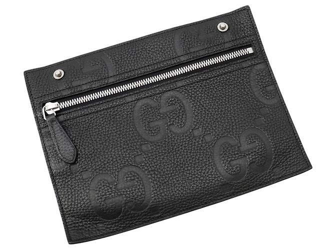 Gucci Jumbo GG Leder-Tote-Tasche Medium Schwarz - Ansicht 12
