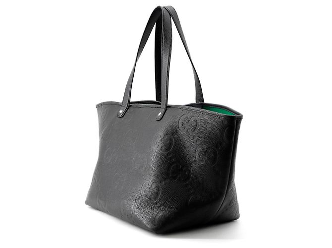 Gucci Jumbo GG Leder-Tote-Tasche Medium Schwarz - Ansicht 2