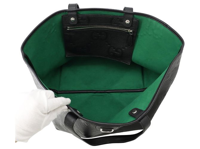 Gucci Jumbo GG Leder-Tote-Tasche Medium Schwarz - Ansicht 5