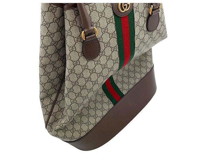 Borsa duffle Gucci GG Supreme Ophidia Savoy Beige - vista 5