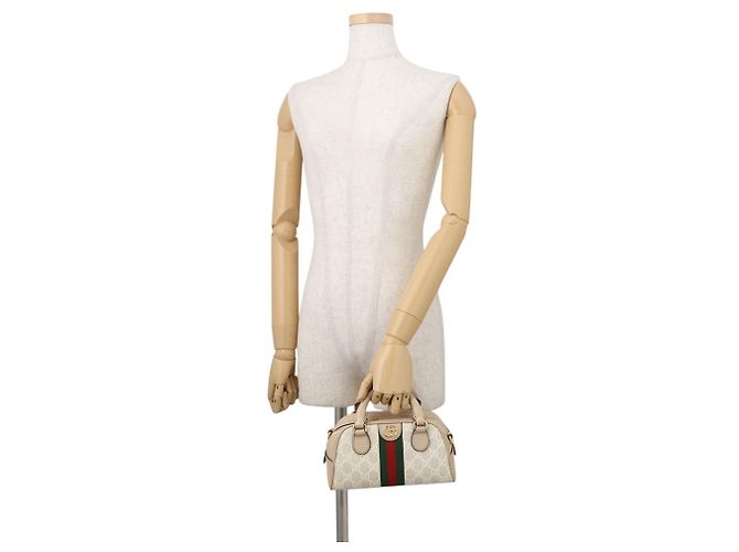 Borsa a mano Gucci Ophidia GG Supreme in pelle Beige - vista 4