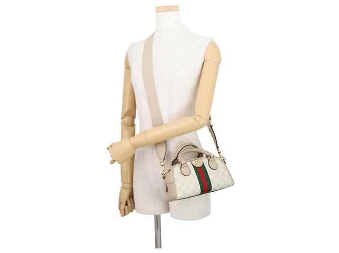 Borsa a mano Gucci Ophidia GG Supreme in pelle Beige - vista 5