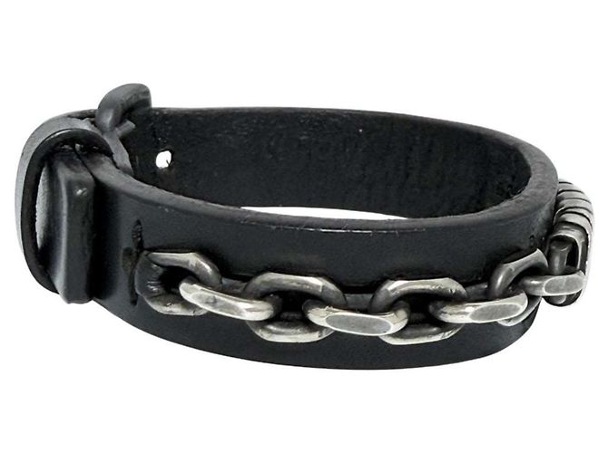 Bracciale charm in pelle e argento 925 da uomo Bottega Veneta Nero - vista 2