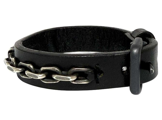Bracciale charm in pelle e argento 925 da uomo Bottega Veneta Nero - vista 3
