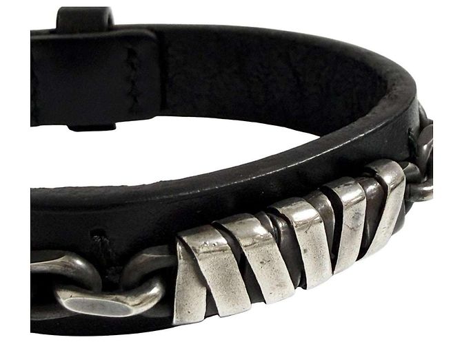 Bracciale charm in pelle e argento 925 da uomo Bottega Veneta Nero - vista 5