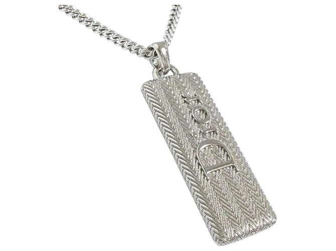 Collana con pendente Guilloche Plate da uomo di Christian Dior Argento - vista 2