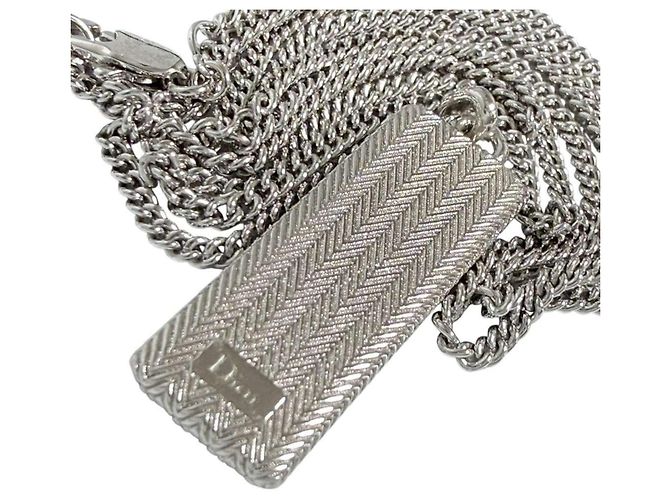 Collana con pendente Guilloche Plate da uomo di Christian Dior Argento - vista 4