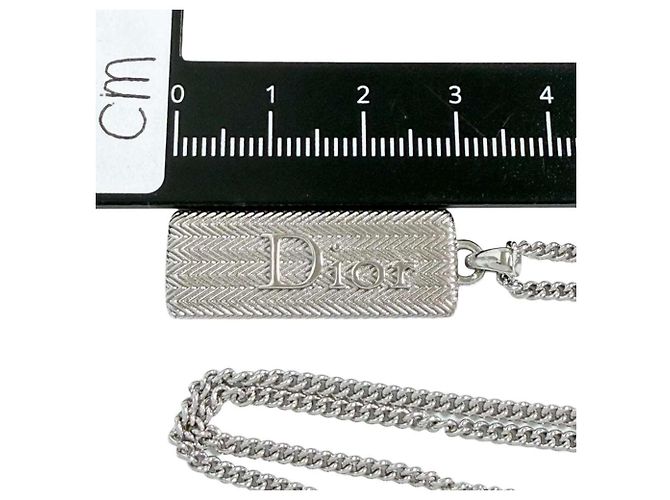 Collana con pendente Guilloche Plate da uomo di Christian Dior Argento - vista 8