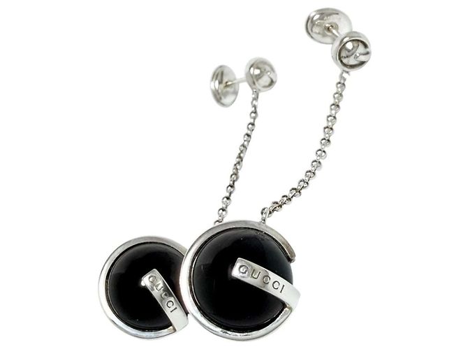 Orecchini a catena con palline da donna Gucci Nero Argento - vista 2