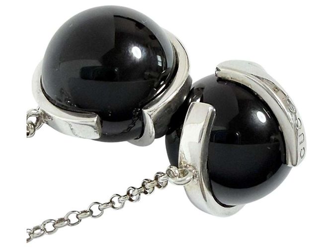 Orecchini a catena con palline da donna Gucci Nero Argento - vista 6