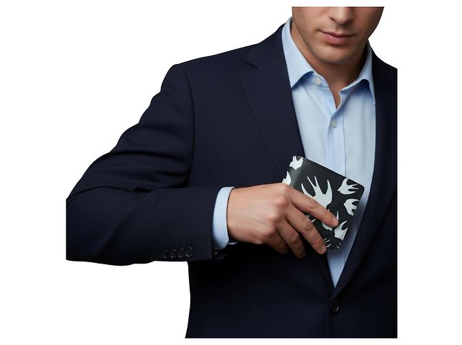 Alexander McQueen Swallow Print Bi-Fold Wallet Black White - view 2