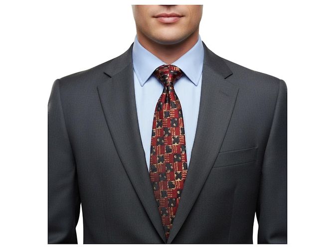 Yves Saint Laurent Geometric Silk Tie Black Red Golden - view 2