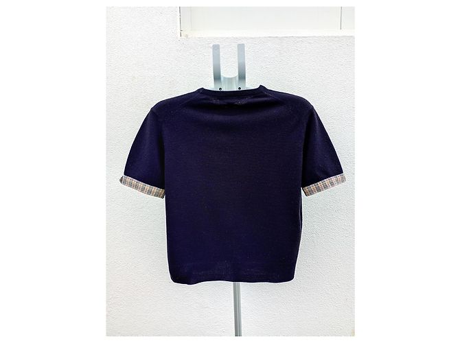 Burberry Strickoberteil Navyblau mit Karomuster Dunkelblau - Ansicht 10