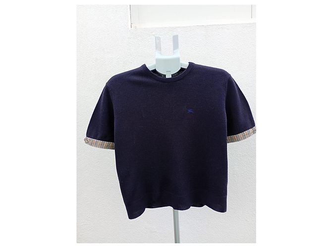Burberry Strickoberteil Navyblau mit Karomuster Dunkelblau - Ansicht 2