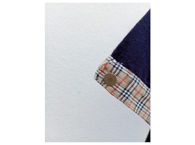 Burberry Strickoberteil Navyblau mit Karomuster Dunkelblau - Ansicht 5