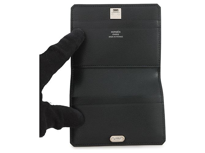 Hermès Tarjetero de piel de cabra negro Hermes - vista 4