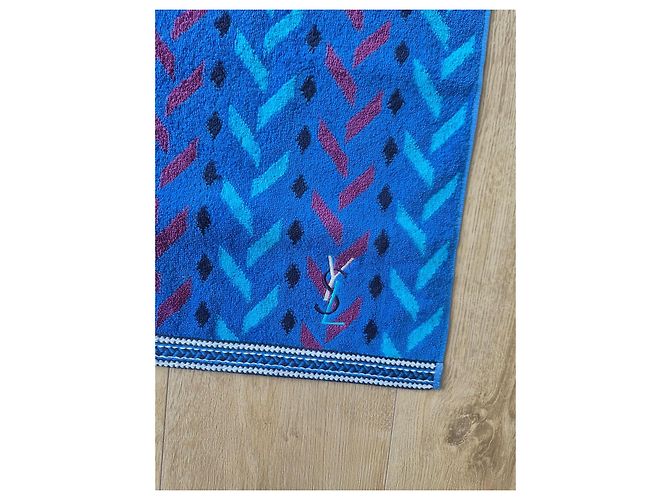 Toalla de algodón Yves Saint Laurent con estampado geométrico Negro Roja Azul Azul claro Azul oscuro - vista 2