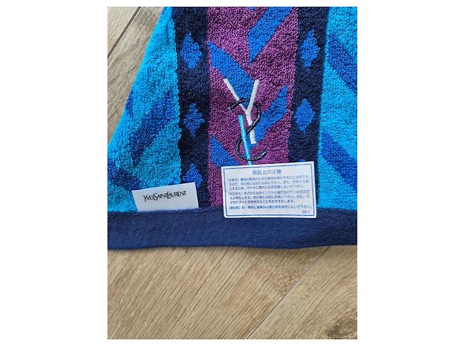 Toalla de algodón Yves Saint Laurent con estampado geométrico Negro Roja Azul Azul claro Azul oscuro - vista 4